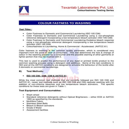 Colrfastness to washing