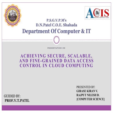 Achieving Secure And Scalable Cloud computing