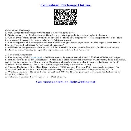 Columbian Exchange Essay