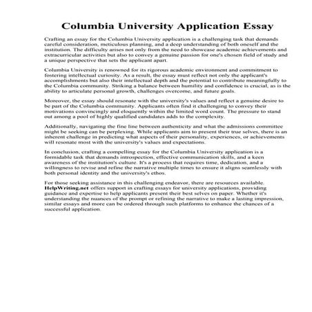 Columbia University Application Essay