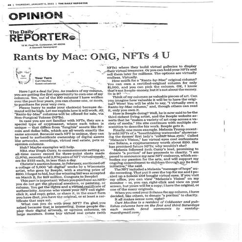 Rants by Mac - 2022 Columns