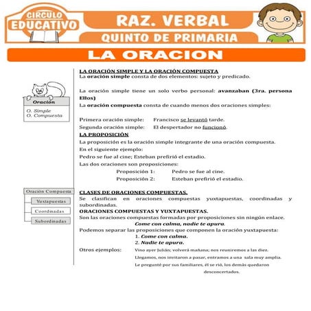 Ejemplos De Oraciones Simples Y Compuestas Para Nios De Primaria