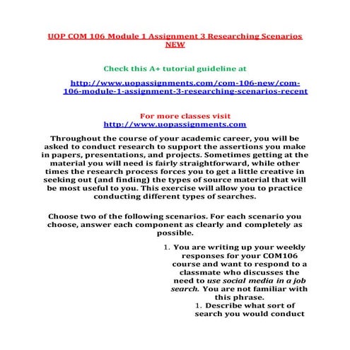 COM 106 Entire Course NEW