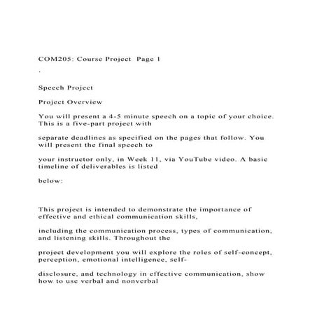 COM205 Course Project  Page 1 `  Speech Project P.docx