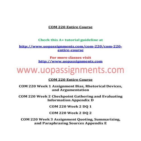 COM 220 Entire Course NEW