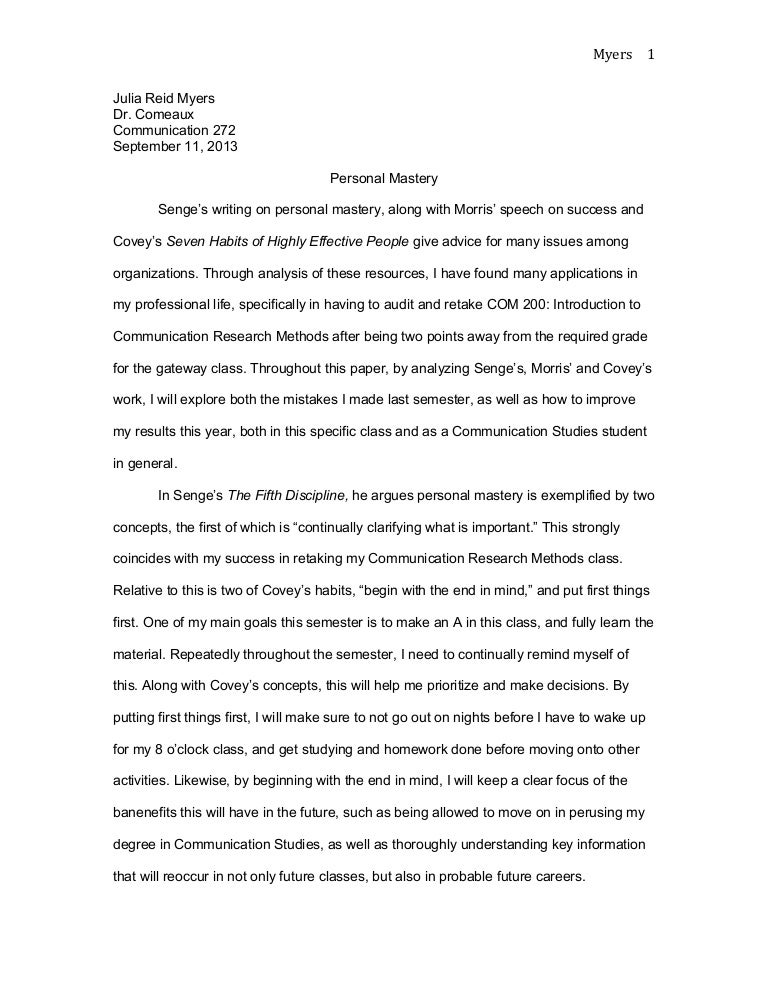 Com Personal Mastery Paper College Custom Assignment also Thesis Statements For Essays Programming Assignment Help