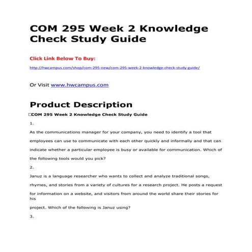 Com 295 week 2 knowledge check study guide