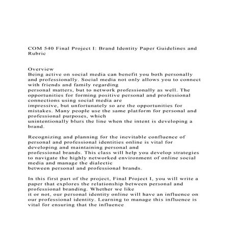 COM 540 Final Project I Brand Identity Paper Guidelines and.docx