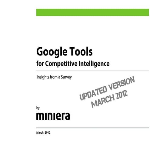 Google Tools for Competitive Intelligence