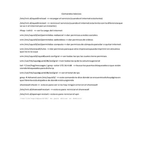 Comandos básicos para utilizar squid o squid3