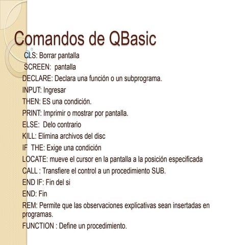 Comandos de programa q basic | PPTX