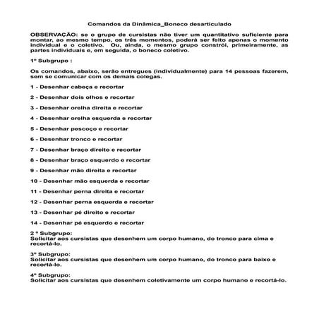 Comandos dinâmica boneco_desarticulado