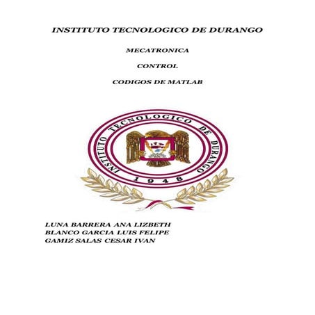 Comandos utilizados en el matlab