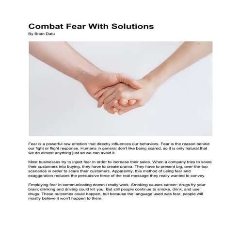 Combat fear with solutions