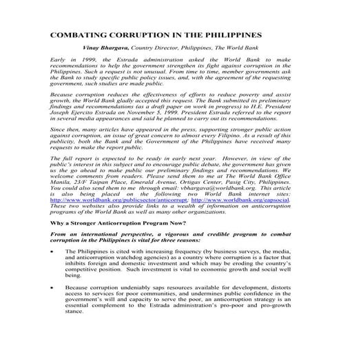 Combating corruption