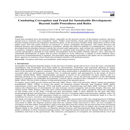 Combating corruption and fraud for sustainable developmen beyond audit proced...