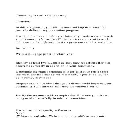 In This Assignment You Will Recommend Improvements To A Juvenile docx