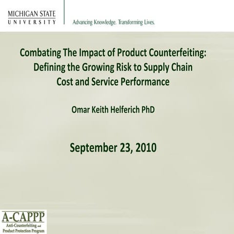 Combating Product Counterfeiting Risk To Supply Chain