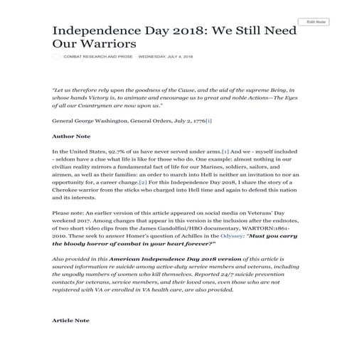 combatresearchandprose.com Independence day 2018: we still our warriors