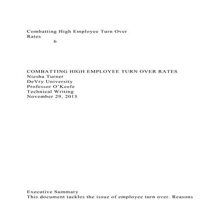 Combatting High Employee Turn Over  Rates              6.docx