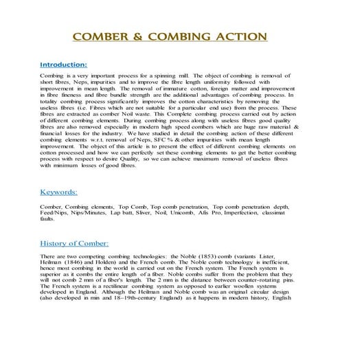 Comber and combing action 