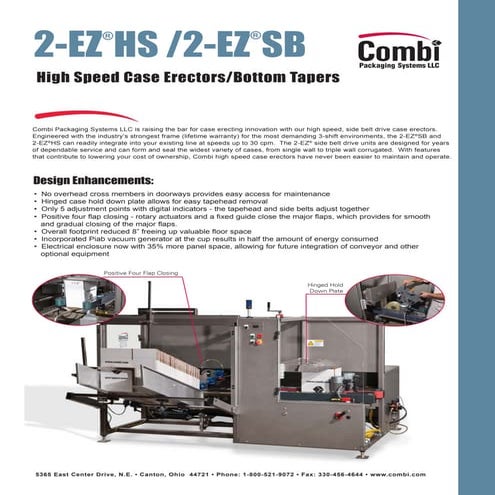 Combi 2 ez sb-hs sell sheet | PDF