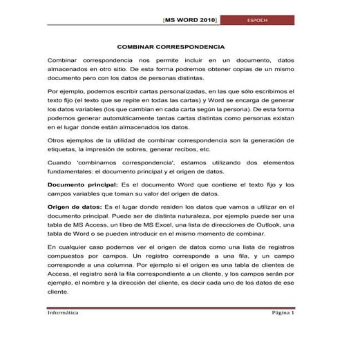 Combinar correspondencia