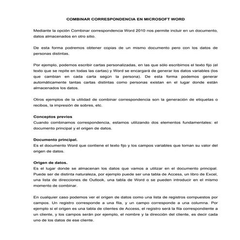 Combinar correspondencia en microsoft word