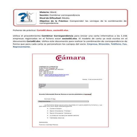 Combinar Correspondencia Word