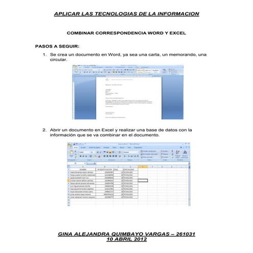 Combinar correspondencia word y excel