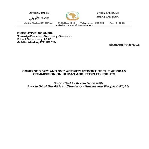 Combined 32nd and 33rd Activity Report of the African Commission on ...