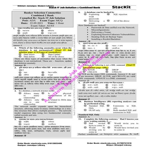 BTCL Assistant Manager Previous Year Question by Stack IT Job Solution ...