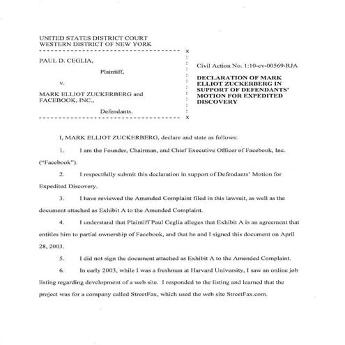 Combined declarations &amp; exhibits in support of motion for 
