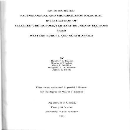 An integrated palynological and micropalaeontological investigation of select...