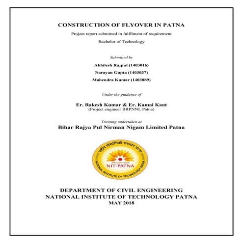 Report on Industrial training at BRPNNL Patna