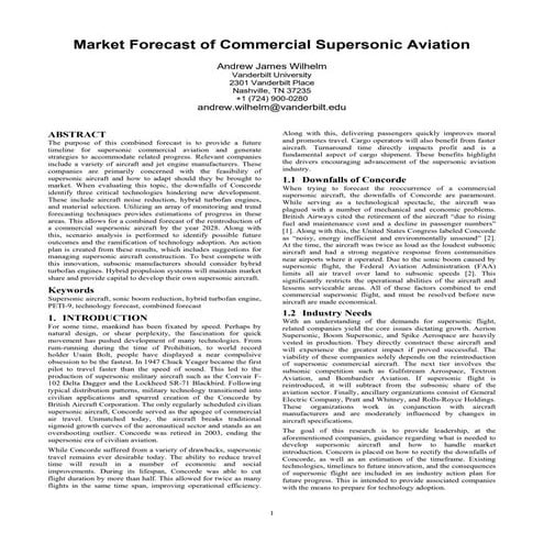 Market Assessment of Commercial Supersonic Aviation