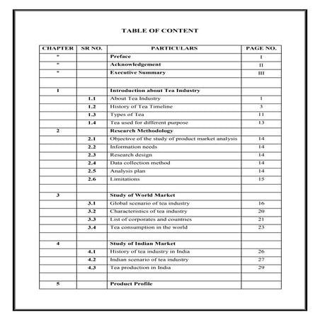 A Comprehensive Project report on tea industry