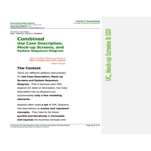 Combined UseCase Description, MockUp Screens & System Sequence Diagram
