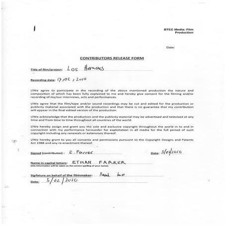 Los Hermanos- Contributor release form