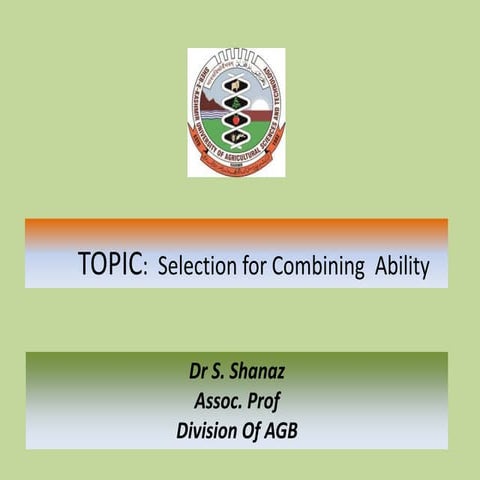 Selection for Combining ability