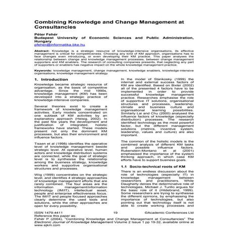 La combinación de gestión del conocimiento y gestión del cambio en servicios ...