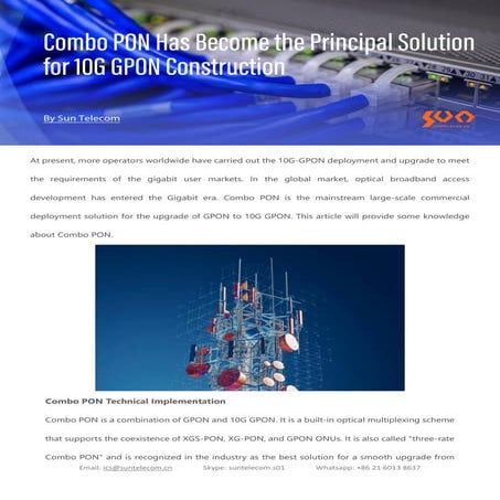 Combo PON Has Become the Principal Solution for 10G GPON Construction