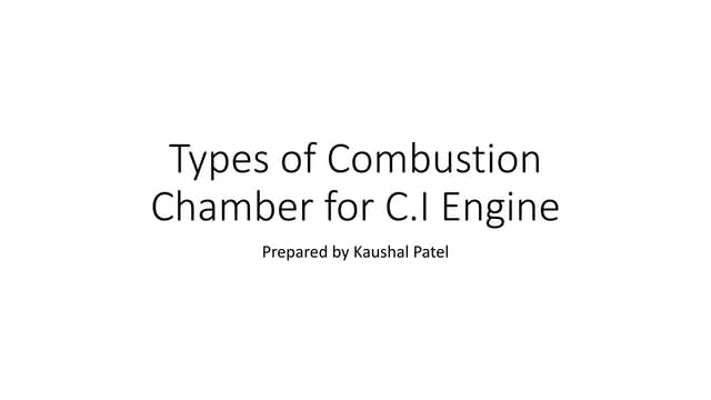 Combustion Chamber for Compression Ignition Engines