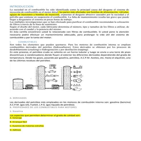 Combustibles en motores