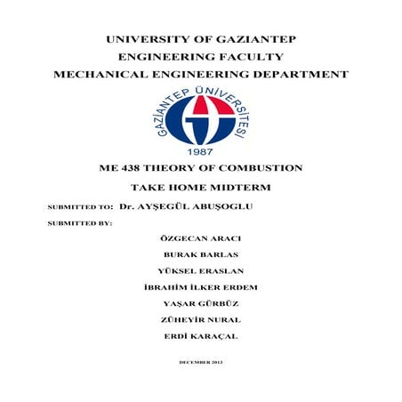 Combustion 1st question  Erdi Karaçal Mechanical Engineer
