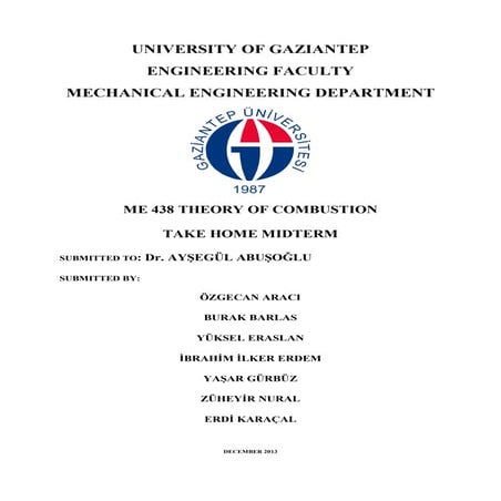 Combustion second  Erdi Karaçal Mechanical Engineer