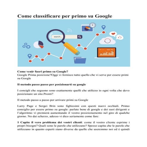 Come classificare per primo su google
