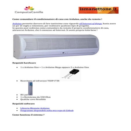 Come comandare il condizionatore di casa con arduino | PDF