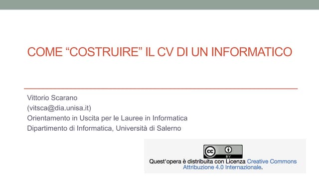 Come "costruire" il curriculum di un Informatico