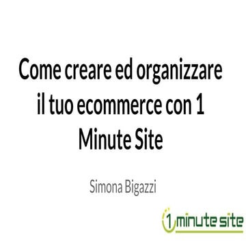 Come creare ecommerce di successo con 1 Minutesite
